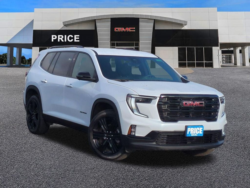 2026 GMC Acadia Elevation in Glacier White Tricoat — front three-quarter view