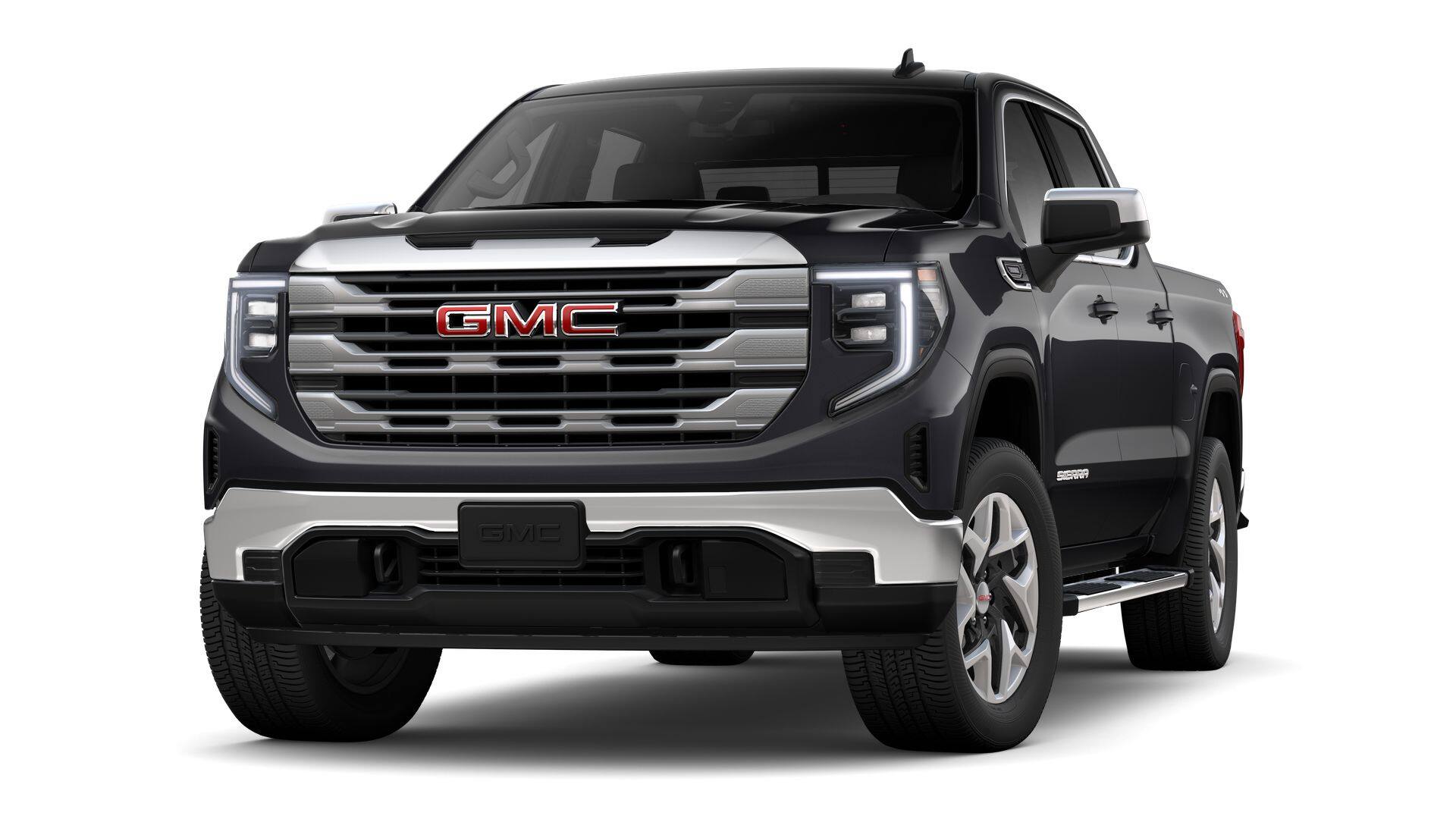 2025 GMC Sierra 1500 SLE in Titanium Rush Metallic — front three-quarter view